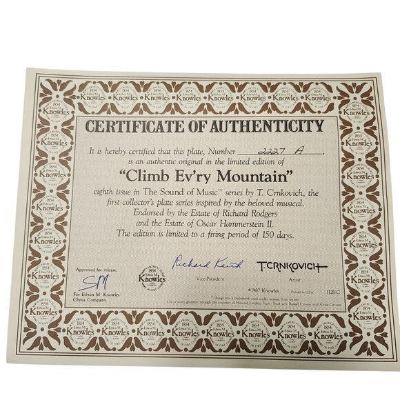 Vintage 1987 The Sound of Music Climb Ev’ry Mountain Plate Edwin M Knowles - Picture 4 of 6